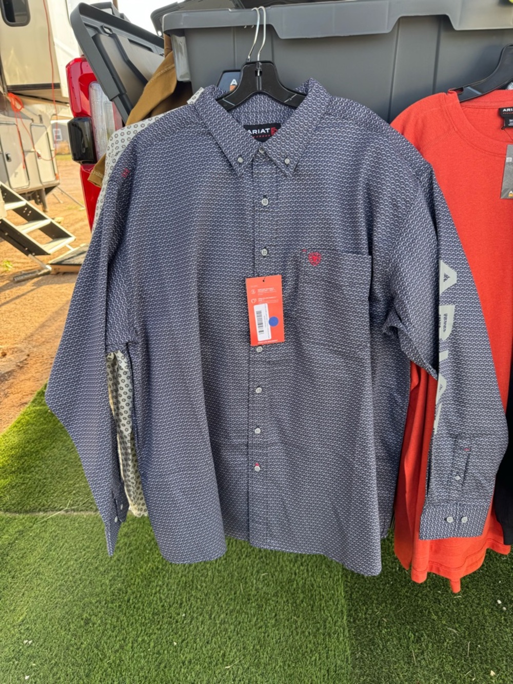 Ariat Men's Navy Micro Print Button-Down Shirt